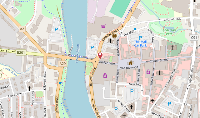 Map showing INFUSE Tea Bar at 21 Bridge Street, Coleraine BT52 1DR